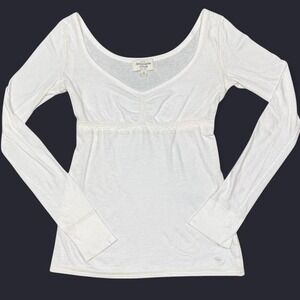 Y2K Abercrombie & Fitch white babydoll long sleeve top